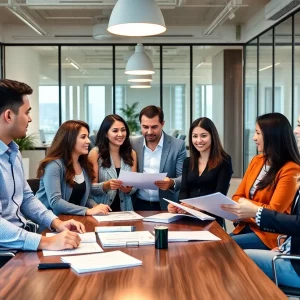 Team collaboration at Heritage Financial office