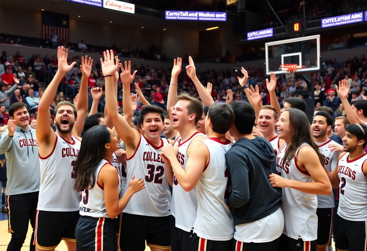 KSC basketball team celebrating their championship victory