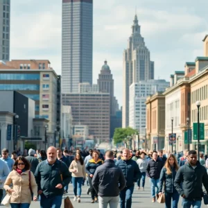 A vibrant city area in Massachusetts illustrating economic challenges