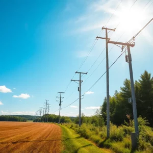 Utility poles and renewable energy sources in Massachusetts landscape