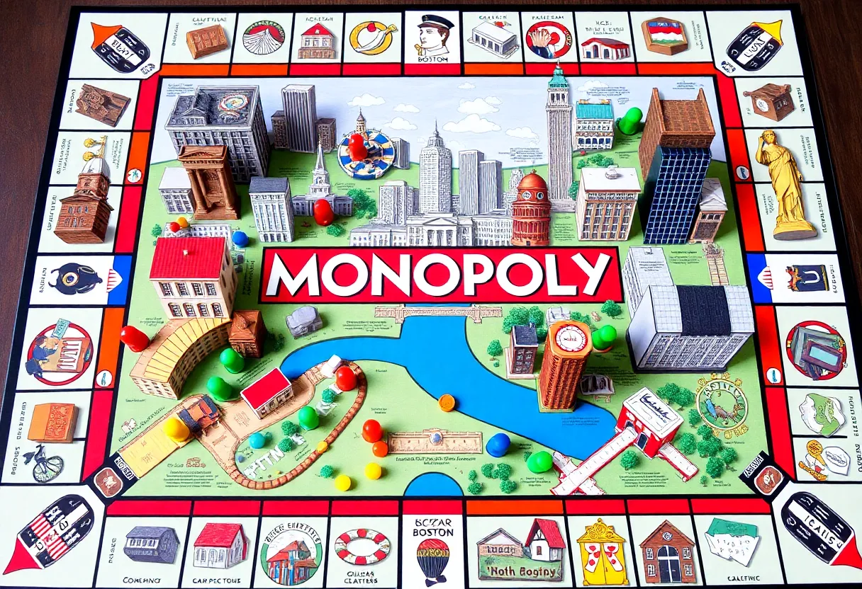 Custom Monopoly Board showcasing Boston landmarks