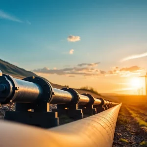 Natural gas pipelines in the Bay State contrasting with renewable energy sources