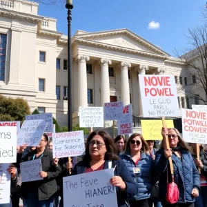 Residents rallying to save federal building services in Pittsfield.
