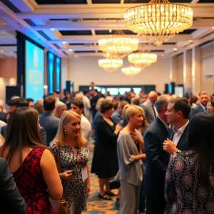 Real estate professionals celebrating at an award event.
