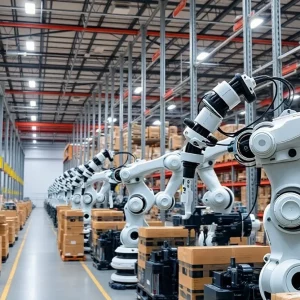 Robots working in a warehouse environment for automation
