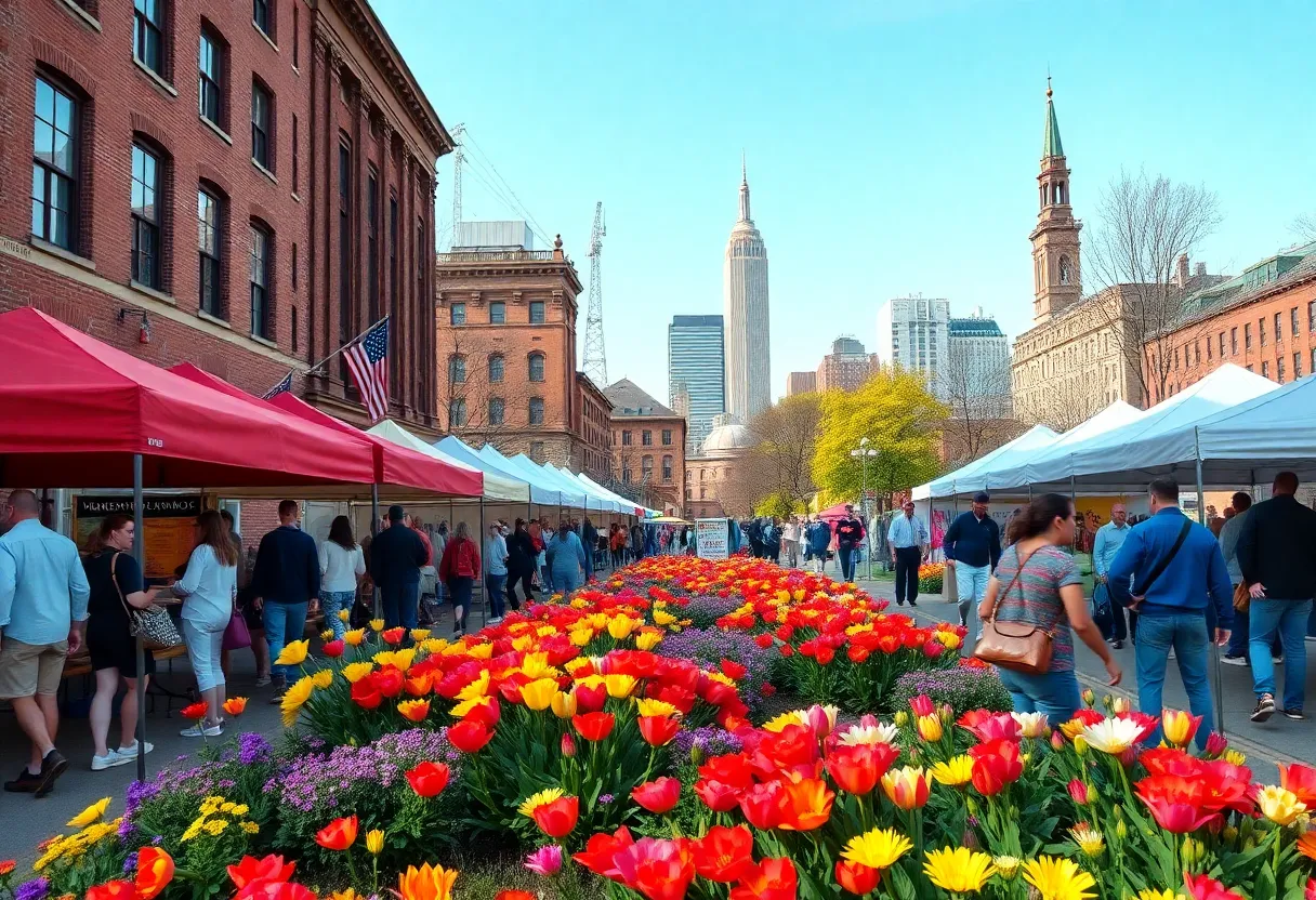 People enjoying festivals in Boston during spring