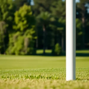 The Caddie GPS tablet displayed on a golf course