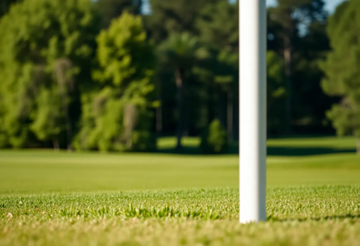 The Caddie GPS tablet displayed on a golf course