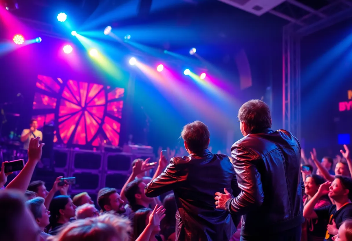 Concert scene with lively crowd and performer