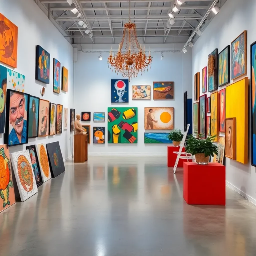 Artwork displayed at UMass Boston's Visiting Artists Exhibition