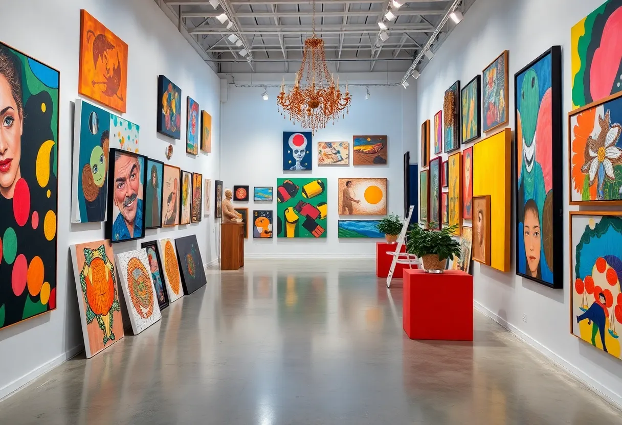 Artwork displayed at UMass Boston's Visiting Artists Exhibition