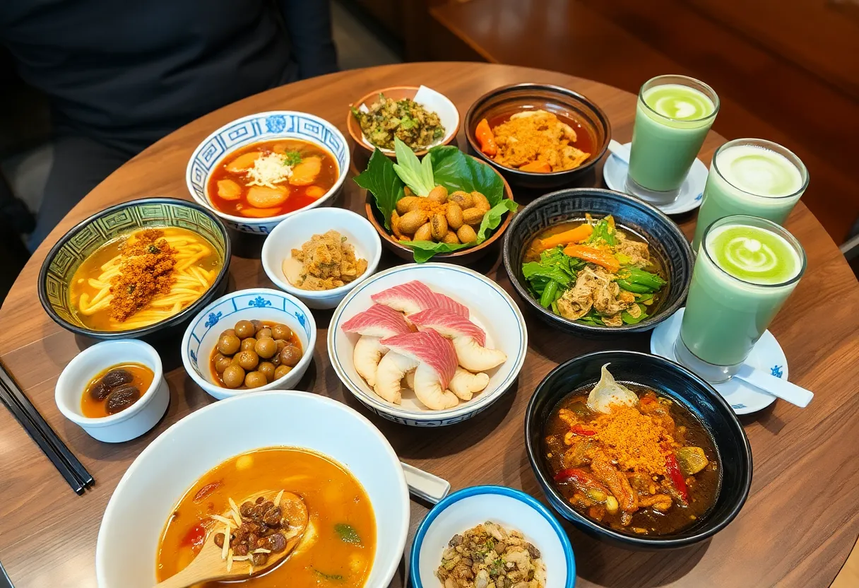 A delicious spread of Asian dishes representing Boston's Asian Restaurant Week.