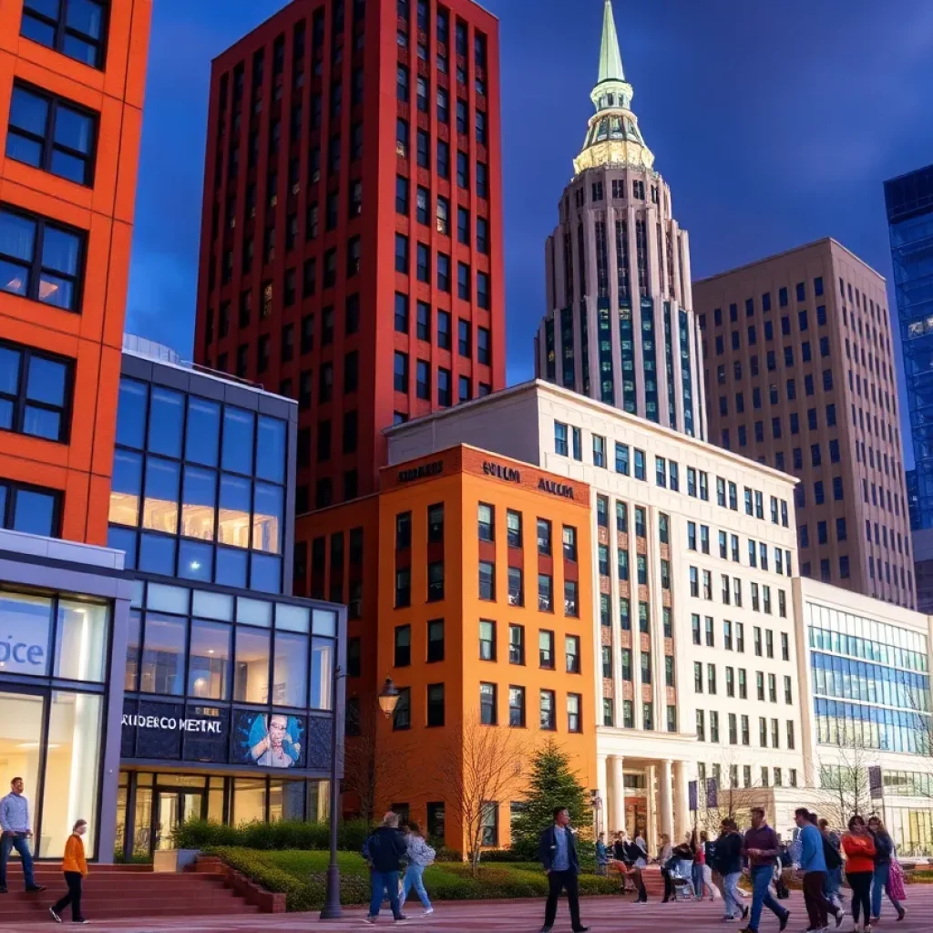 Diverse university buildings in Boston representing academic achievement