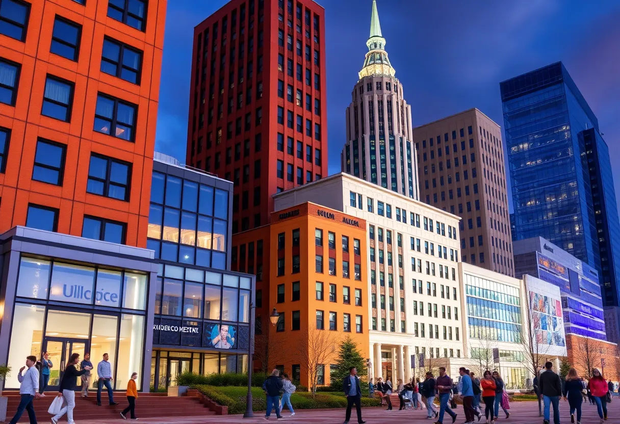 Diverse university buildings in Boston representing academic achievement