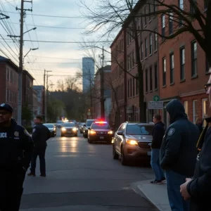 Police presence in Boston's Allston neighborhood following a reported incident.