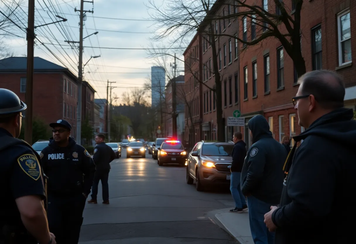 Police presence in Boston's Allston neighborhood following a reported incident.