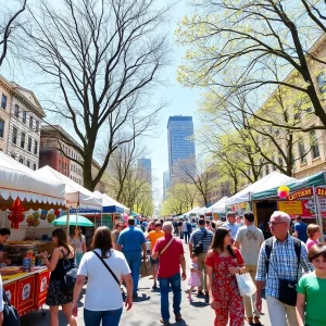 Boston spring festival with cultural activities and families