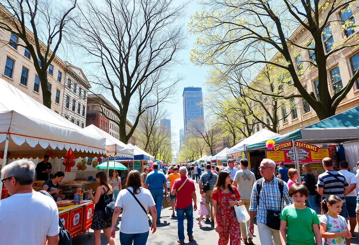 Boston spring festival with cultural activities and families