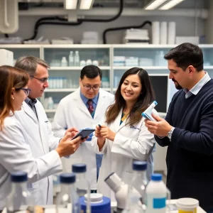 Researchers working in a Boston biotech laboratory