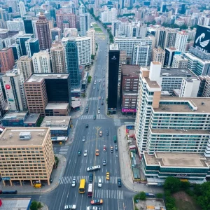 Aerial view of Boston showcasing various businesses