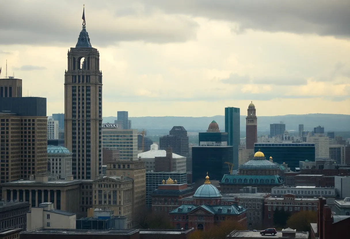 A view of Boston's skyline representing its educational institutions and community concerns.