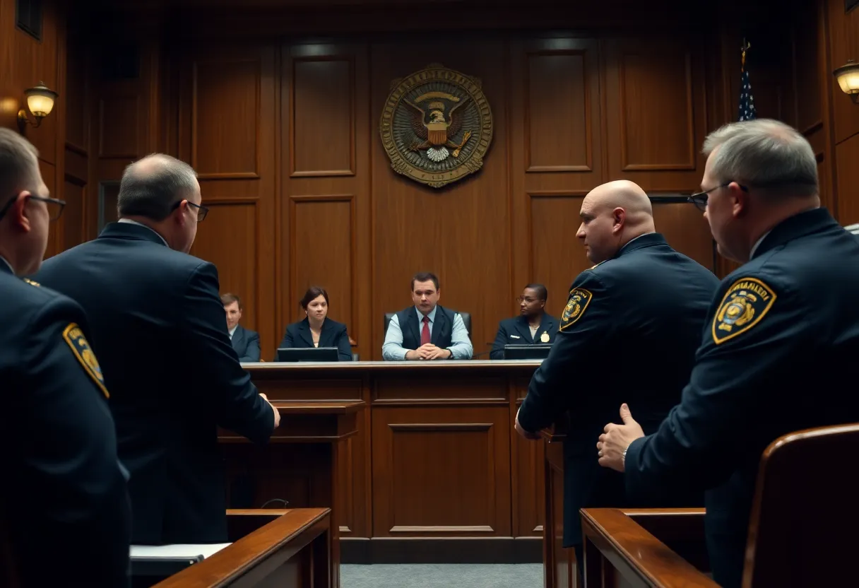 Courtroom scene in Boston highlighting legal tensions