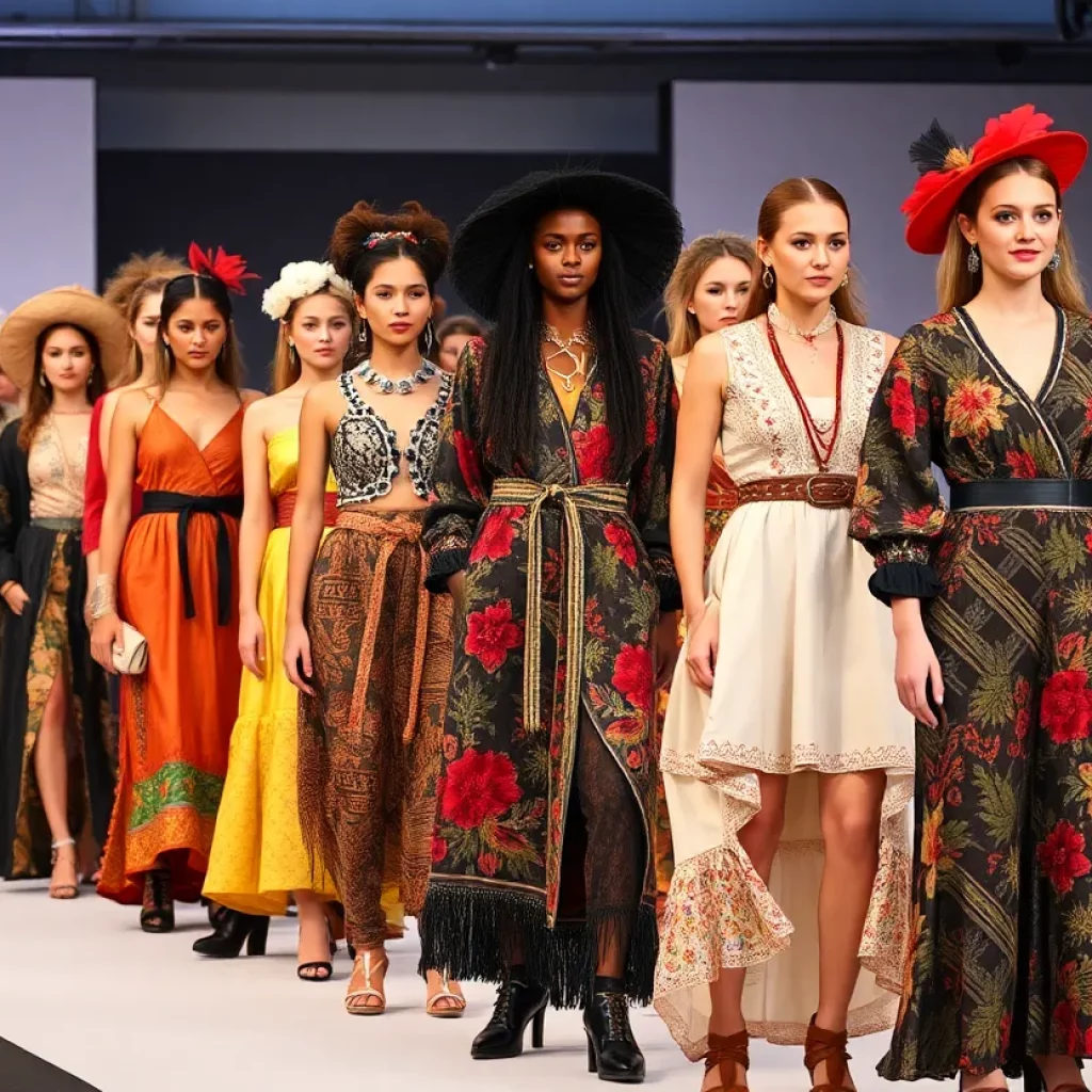 Models displaying diverse fashion designs at Boston Fashion Week 2025