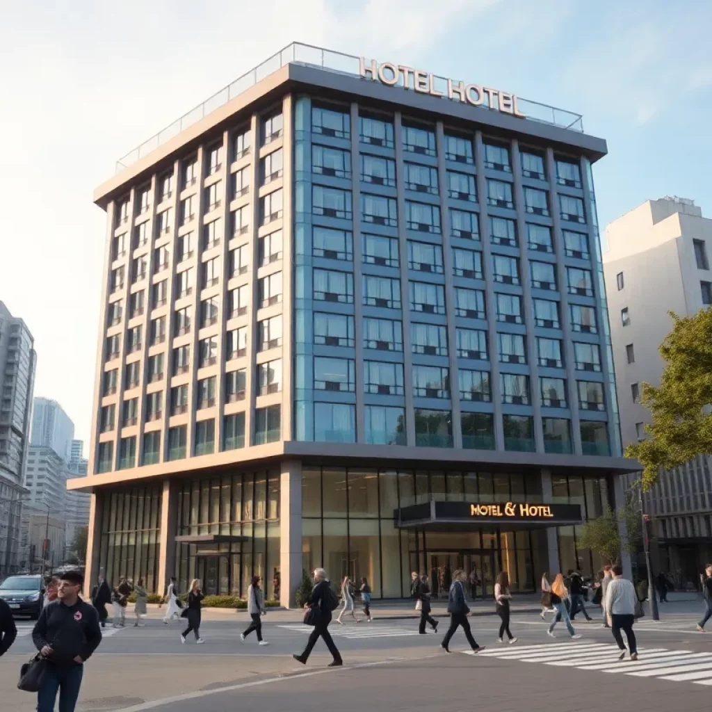 Rendering of a proposed 438-room hotel in Boston's Seaport district