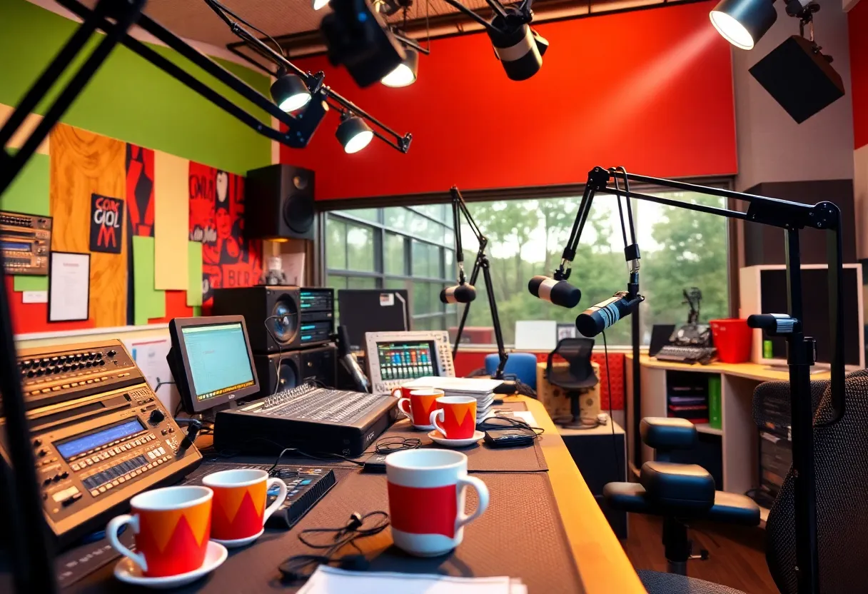 Energetic radio studio for morning show