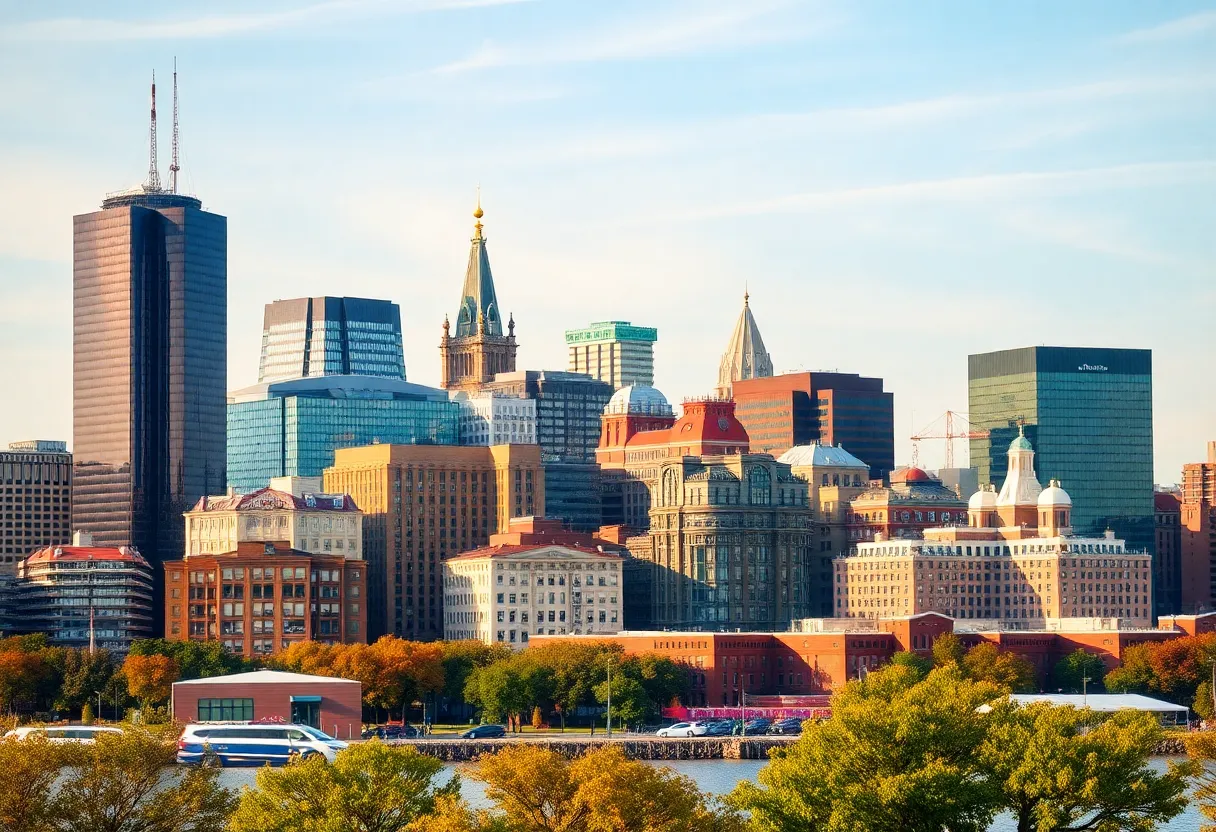 A skyline view of Boston showcasing diverse architectural styles and real estate developments.