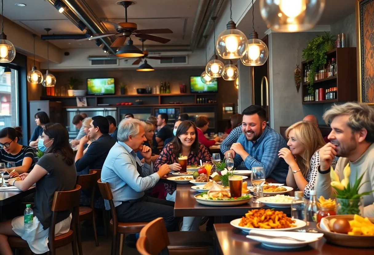 Dining experience in a Boston restaurant with diverse cuisines