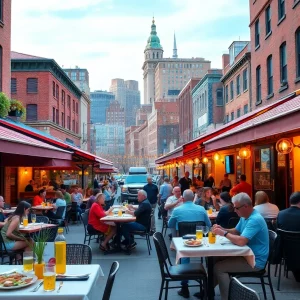A vibrant dining scene in Boston showcasing new restaurants for 2025 with diverse cuisine.