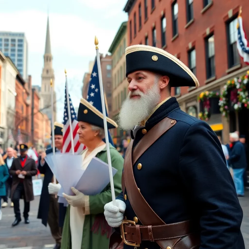 Community celebration in Boston for 250th anniversary of the American Revolution.