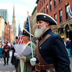 Community celebration in Boston for 250th anniversary of the American Revolution.