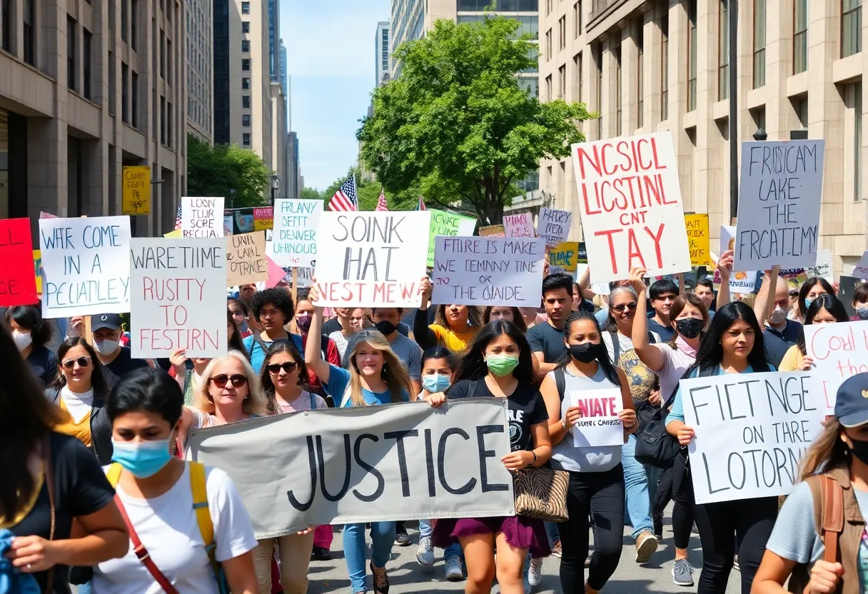 Participants marching for social justice in Boston.