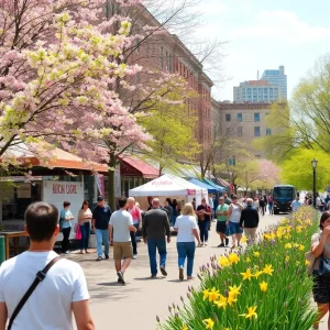 People enjoying various free spring events and festivals in Boston.