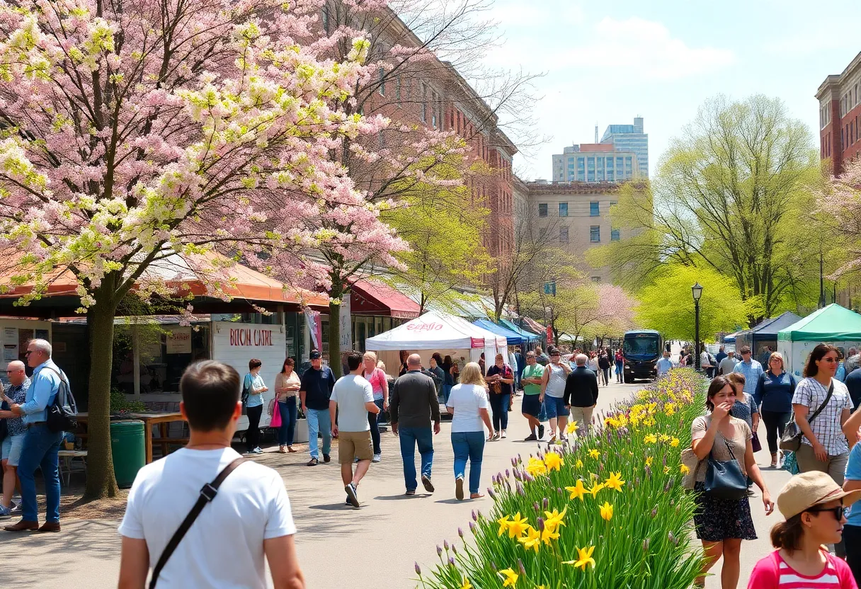 People enjoying various free spring events and festivals in Boston.
