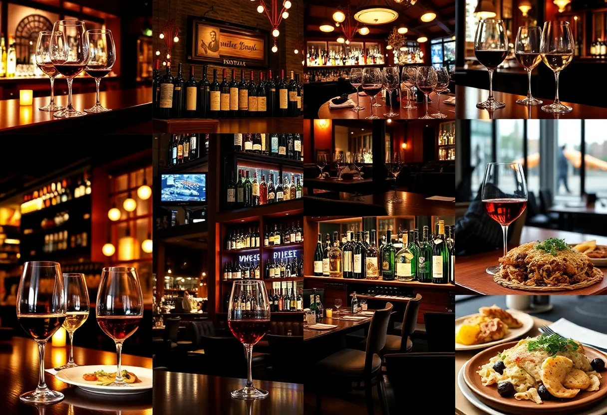 A collage showcasing the diverse wine bars in Boston