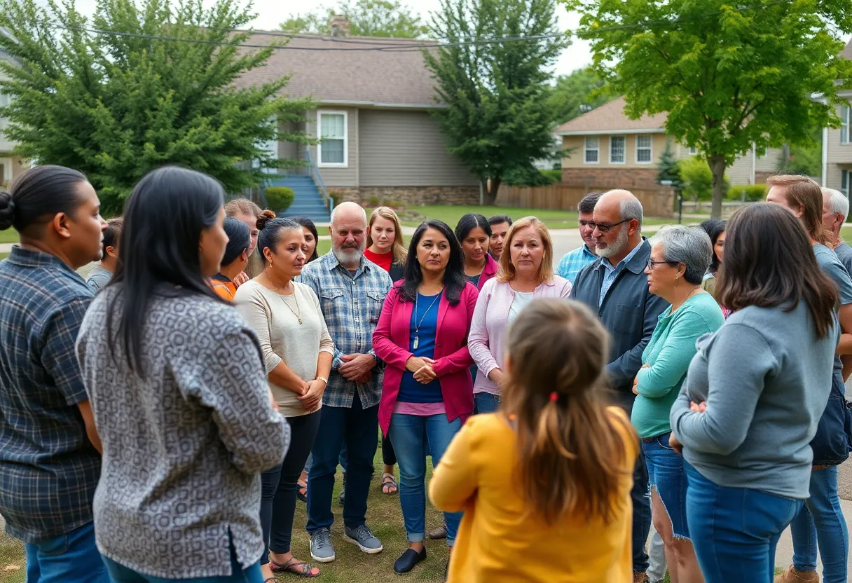 A neighborhood meeting about child safety amidst recent arrests.