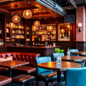 Interior view of Darling cocktail bar with dim sum dishes