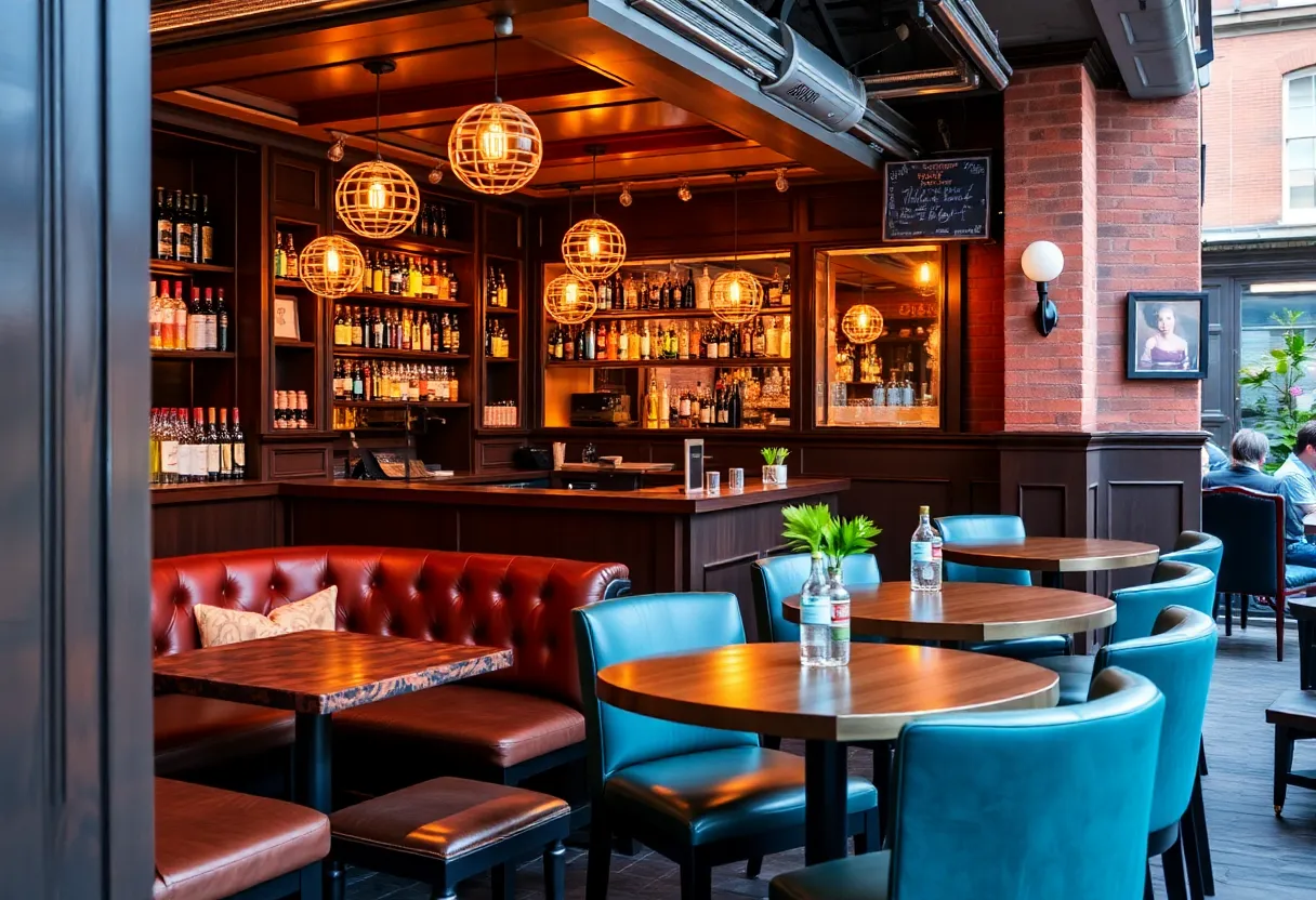 Interior view of Darling cocktail bar with dim sum dishes