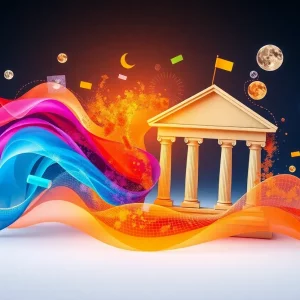 Abstract representation of Eastern Bankshares and HarborOne Bancorp merging