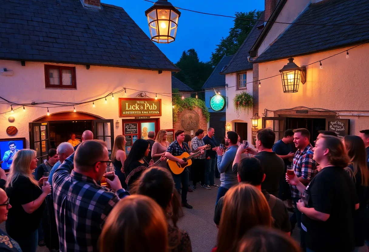 Fans enjoying Ed Sheeran's pop-up pub event in Ipswich