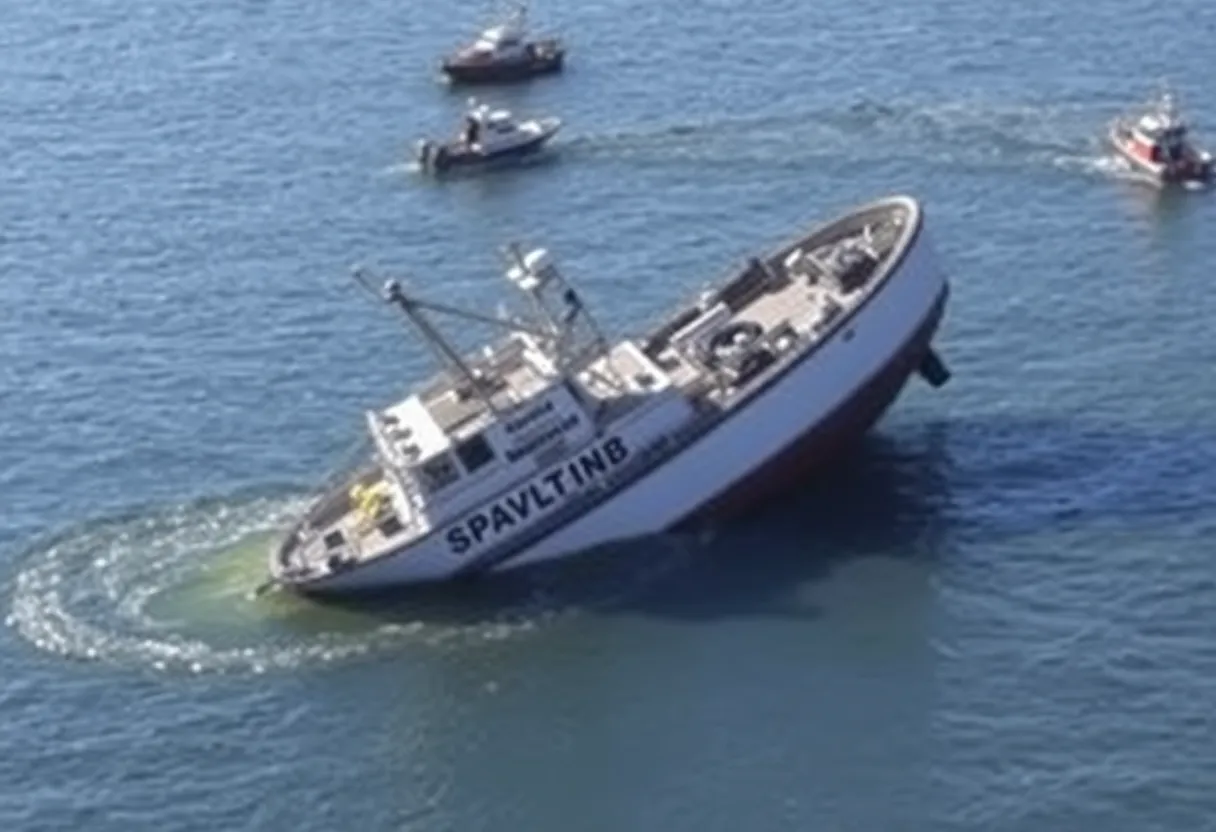 Eileen Rita capsized in Boston Harbor with environmental sheen from a fuel spill