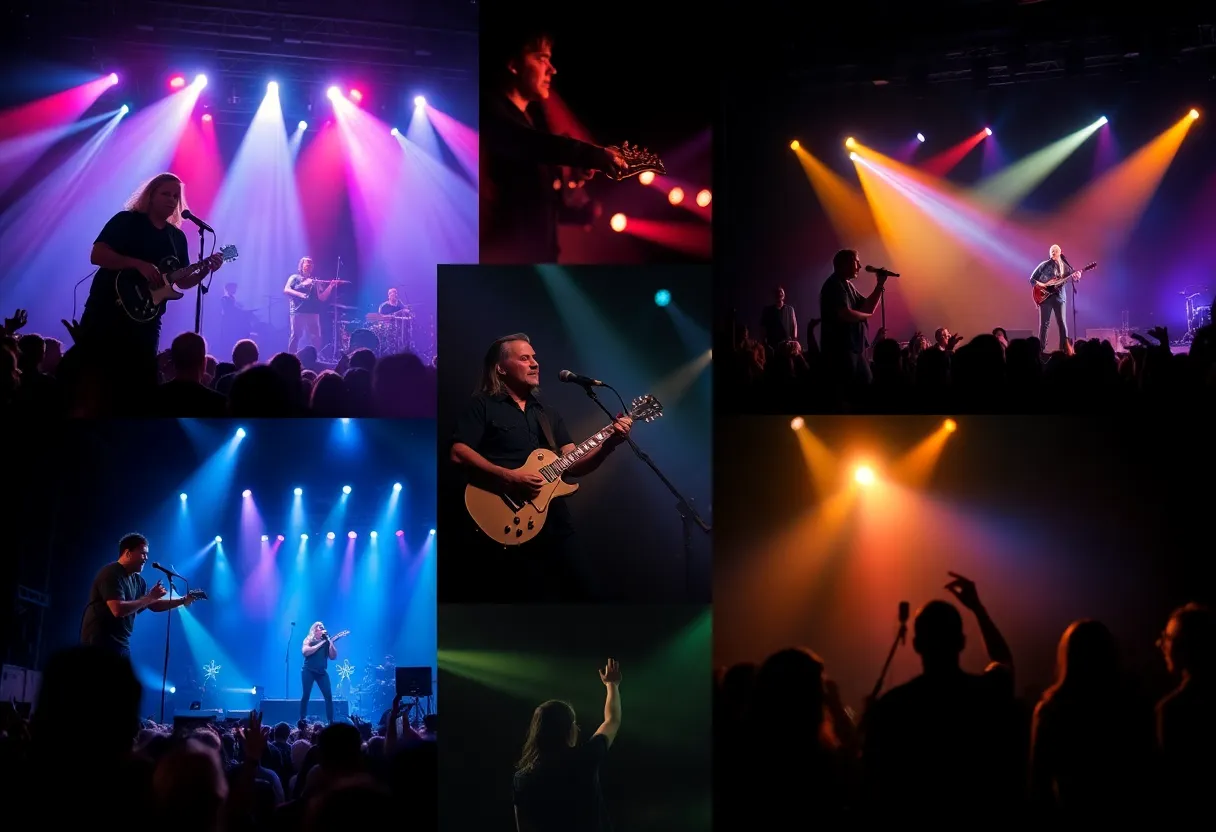 Concert photography showcasing iconic musicians and vibrant music scenes