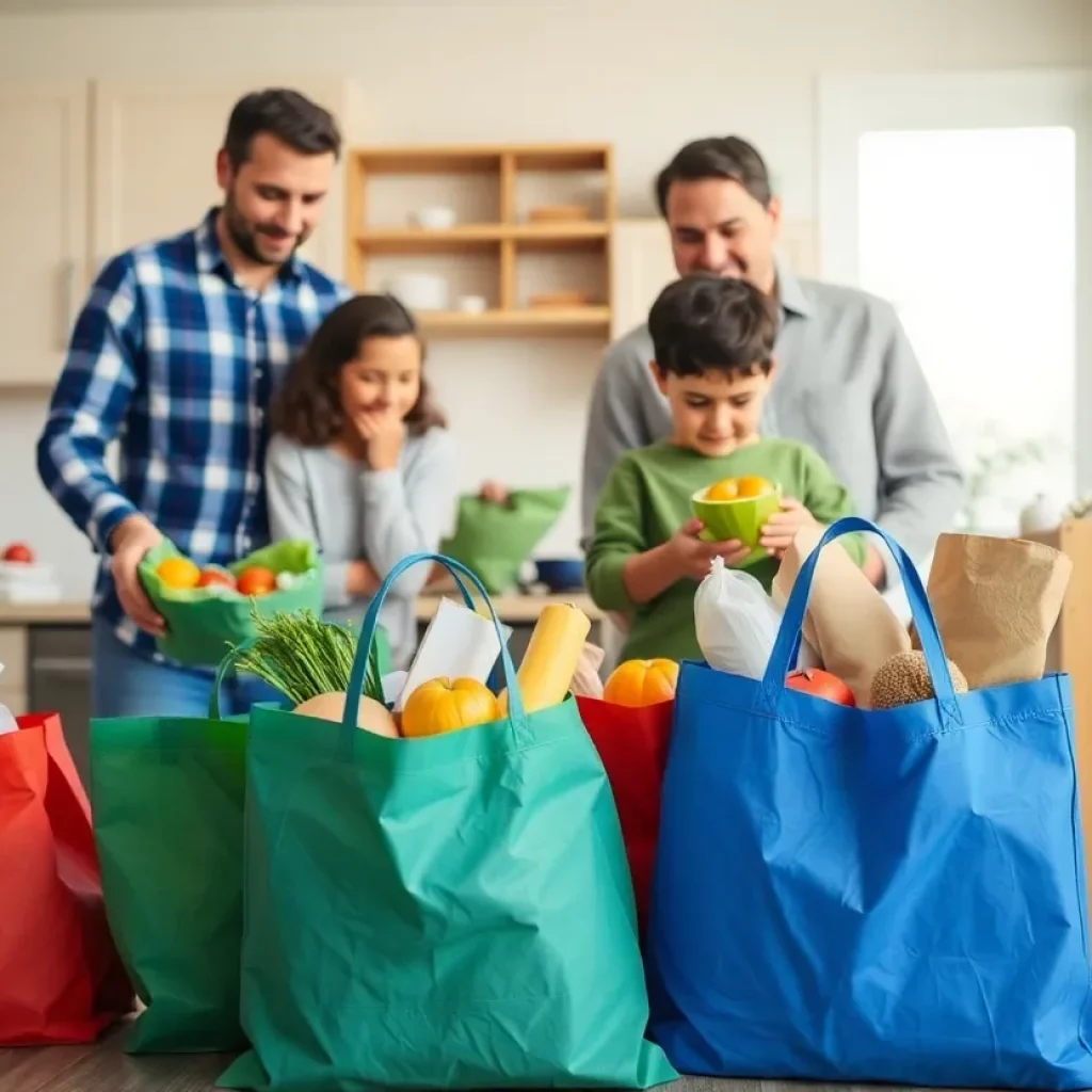 A family getting groceries in preparation for the EBT outage