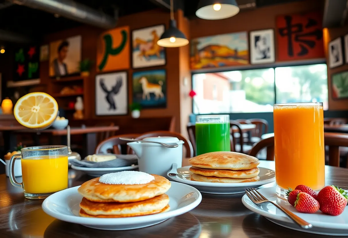 Delicious pancakes and fresh juices at First Watch in Boston