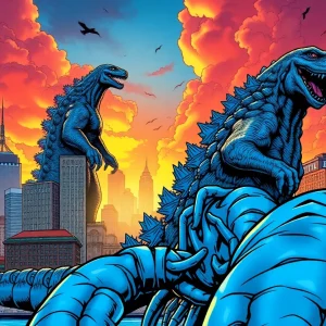Comic book cover depicting Godzilla and a giant lobster in Boston