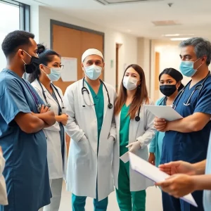 Healthcare professionals in a strategy meeting