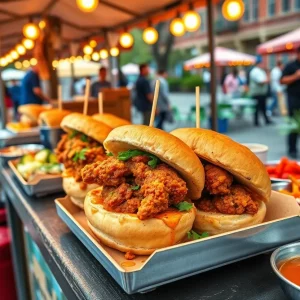 IndiHen's Indian fried chicken sandwich and sides